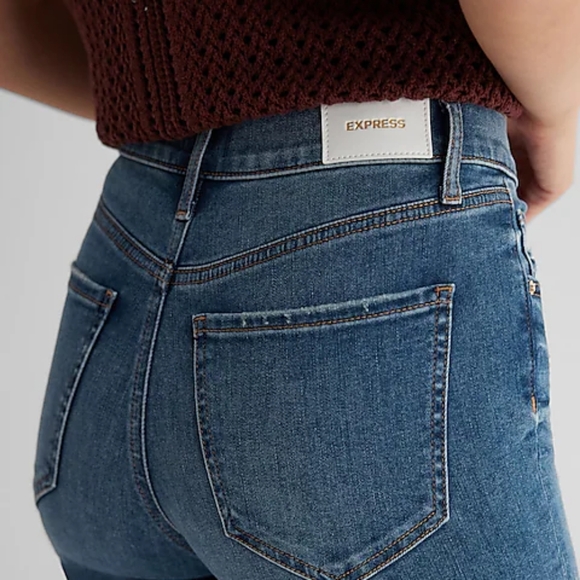 Express Mid Rise Dark Wash Skinny Jeans - Picture 12 of 12